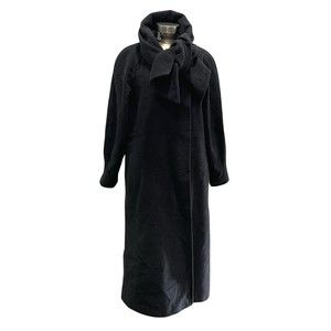 Black Jean Claude De Luca Paris Long Wool Coat Size 14 Petite West Germany